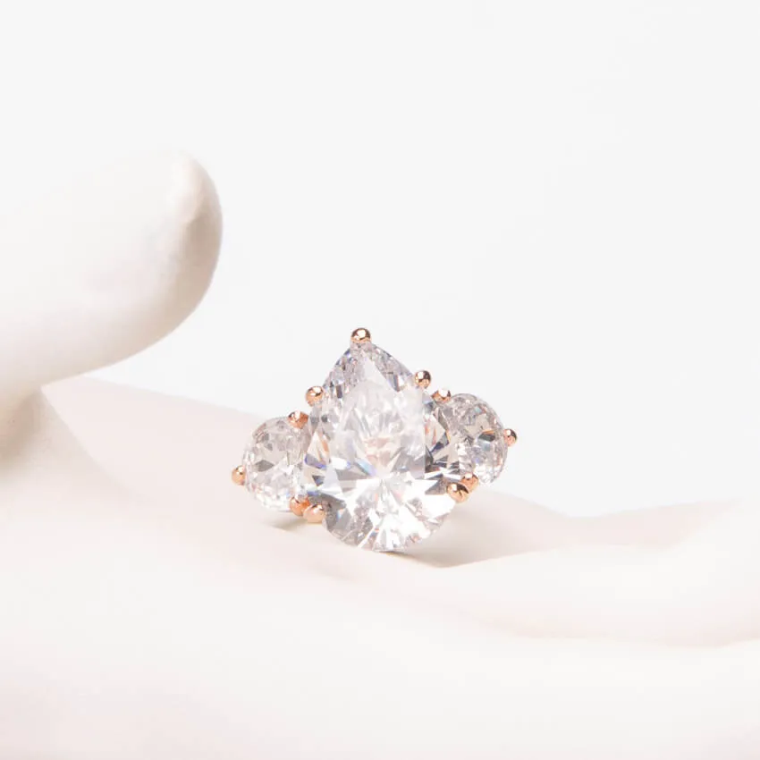 Chic Ad Hoc Anello solitario goccia oro rosa mezza luna