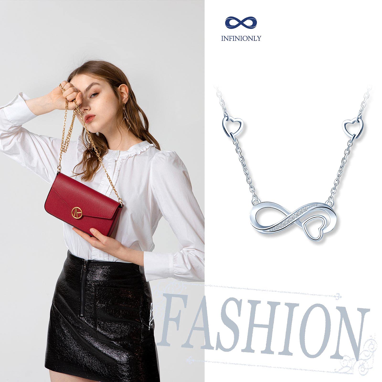 INFINIONLY Collana infinito cuore argento 925 donna