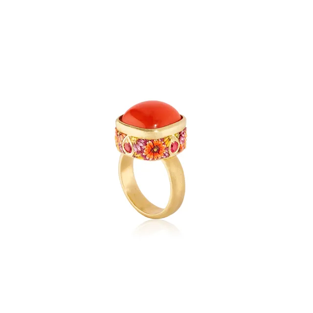Le Sibille Purple Anello oro 18 ct corallo e rubini