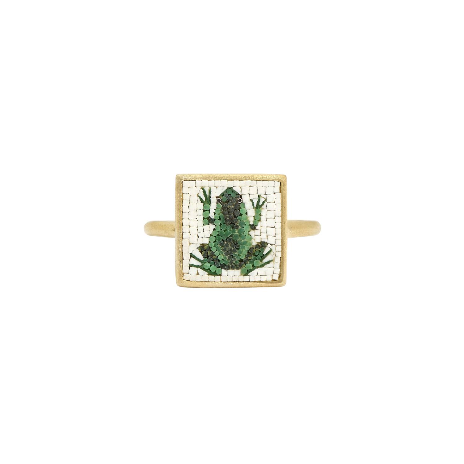 Le Sibille Anelli Frog Ring anello oro micromosaico