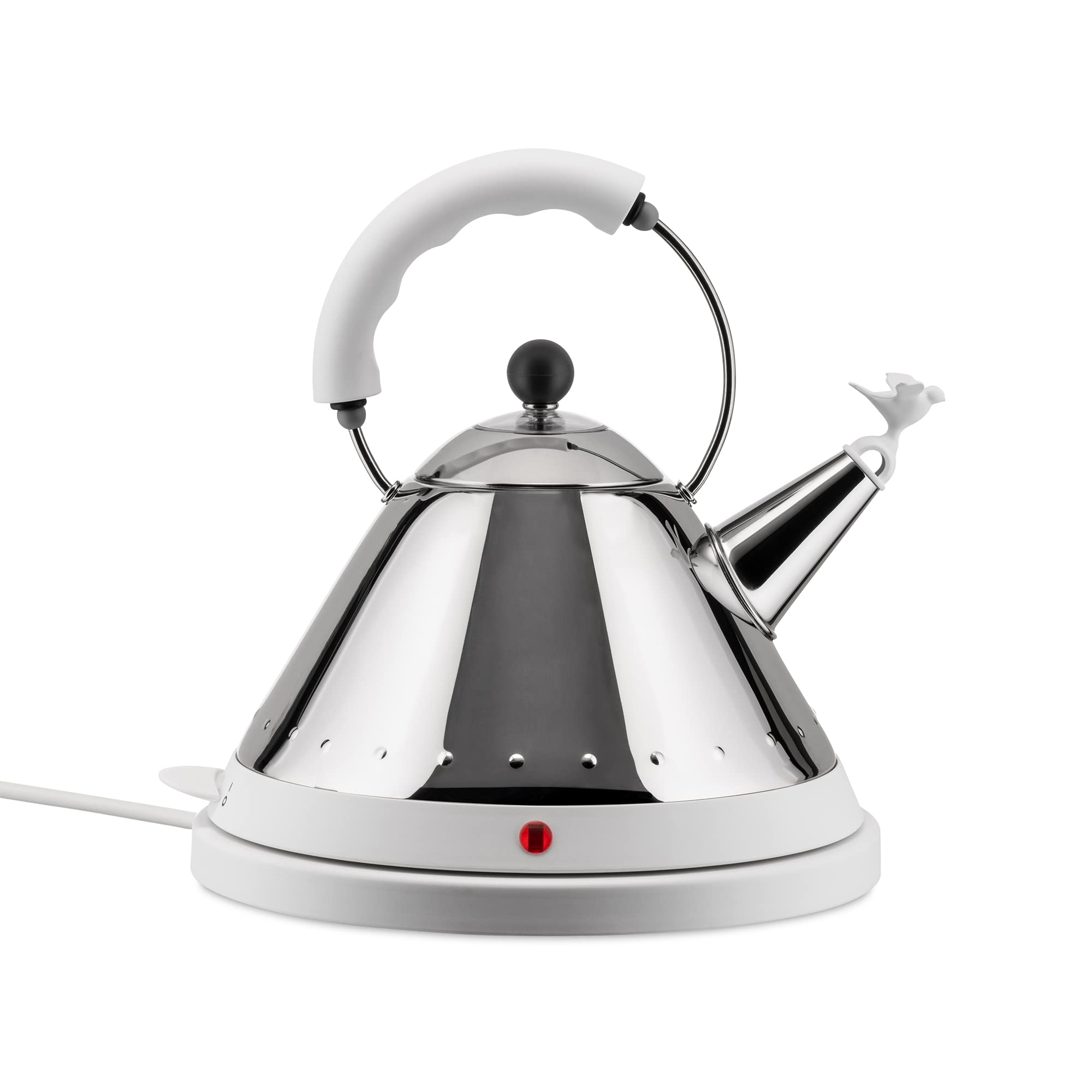 Alessi MG32 W bollitore elettrico bianco uccellino acciaio