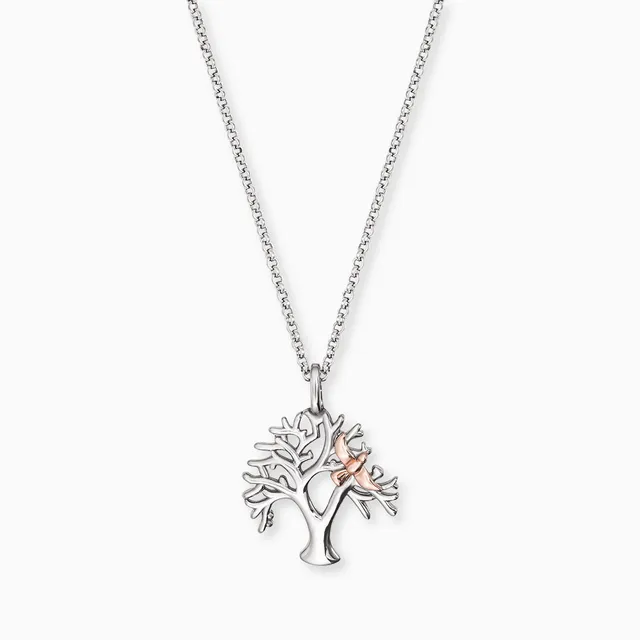 Engelsrufer Collana Argento 925 Albero Vita Bicolor con Colomba