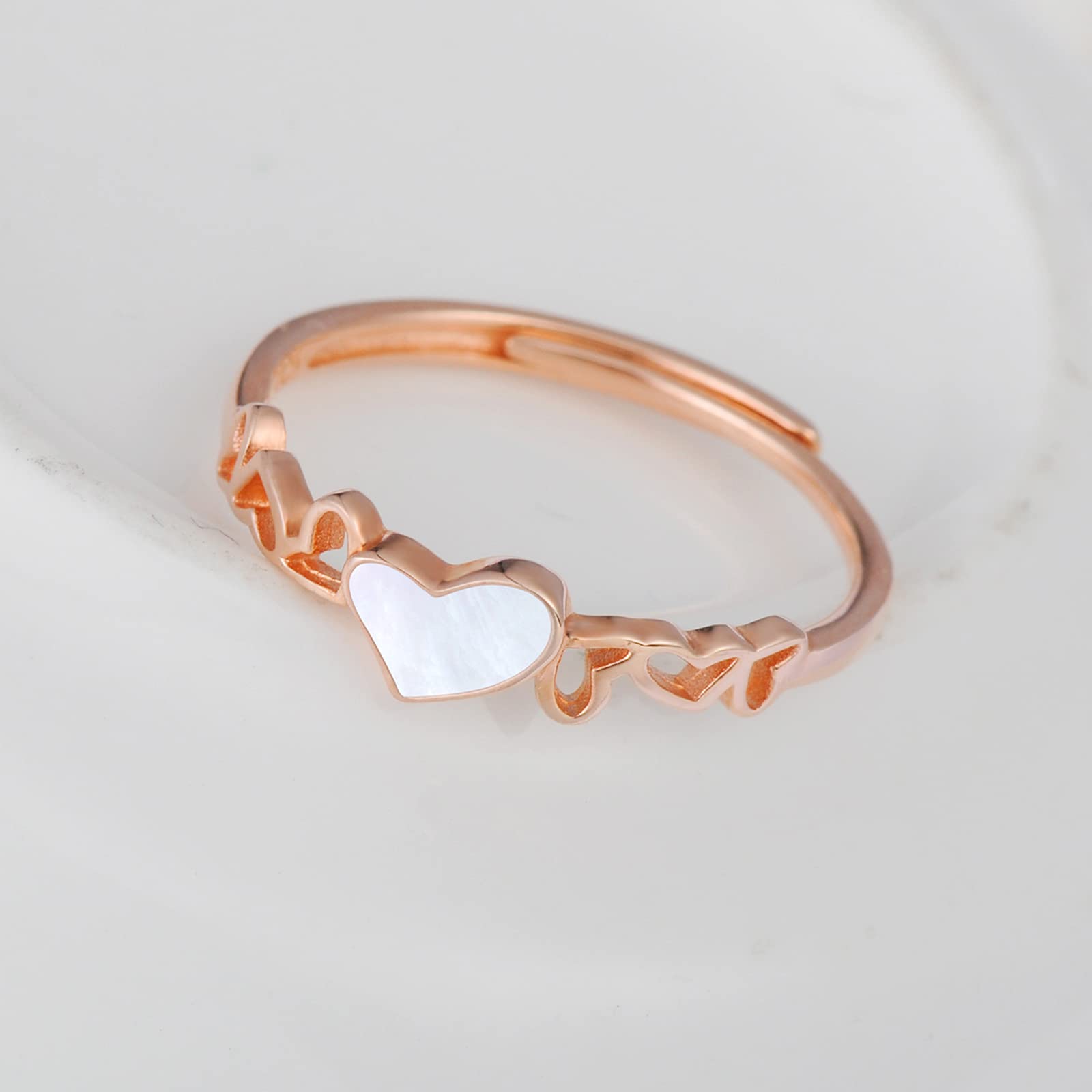 INFINIONLY Fashion Rings anello argento 925 cuore oro rosa regolabile