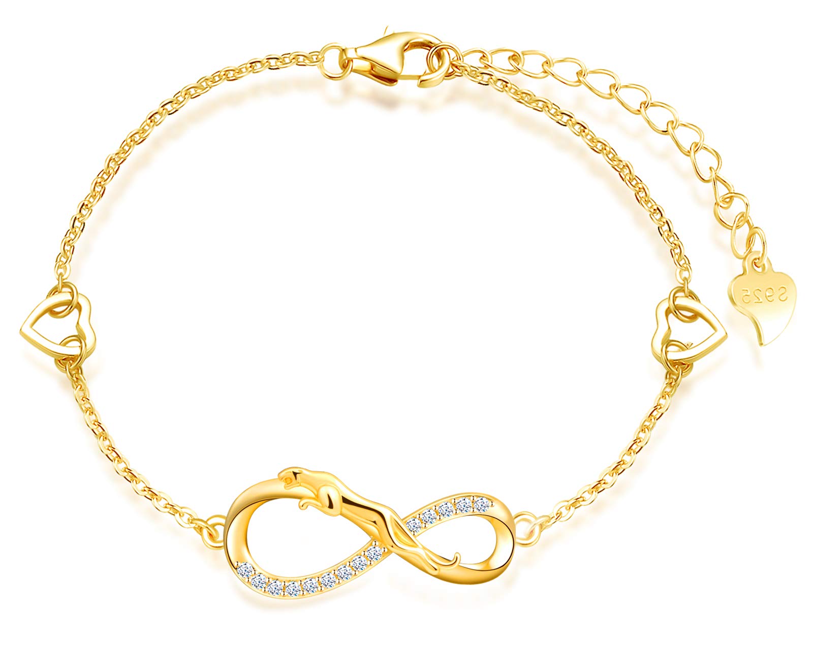 INFINIONLY Fashion Bracciale B-Diamante Leopardo Oro 925