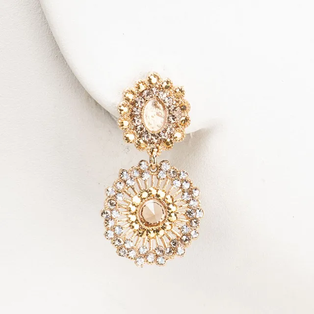 Chic Ad Hoc Orecchini Perno Pendenti Oro Ricamo Strass