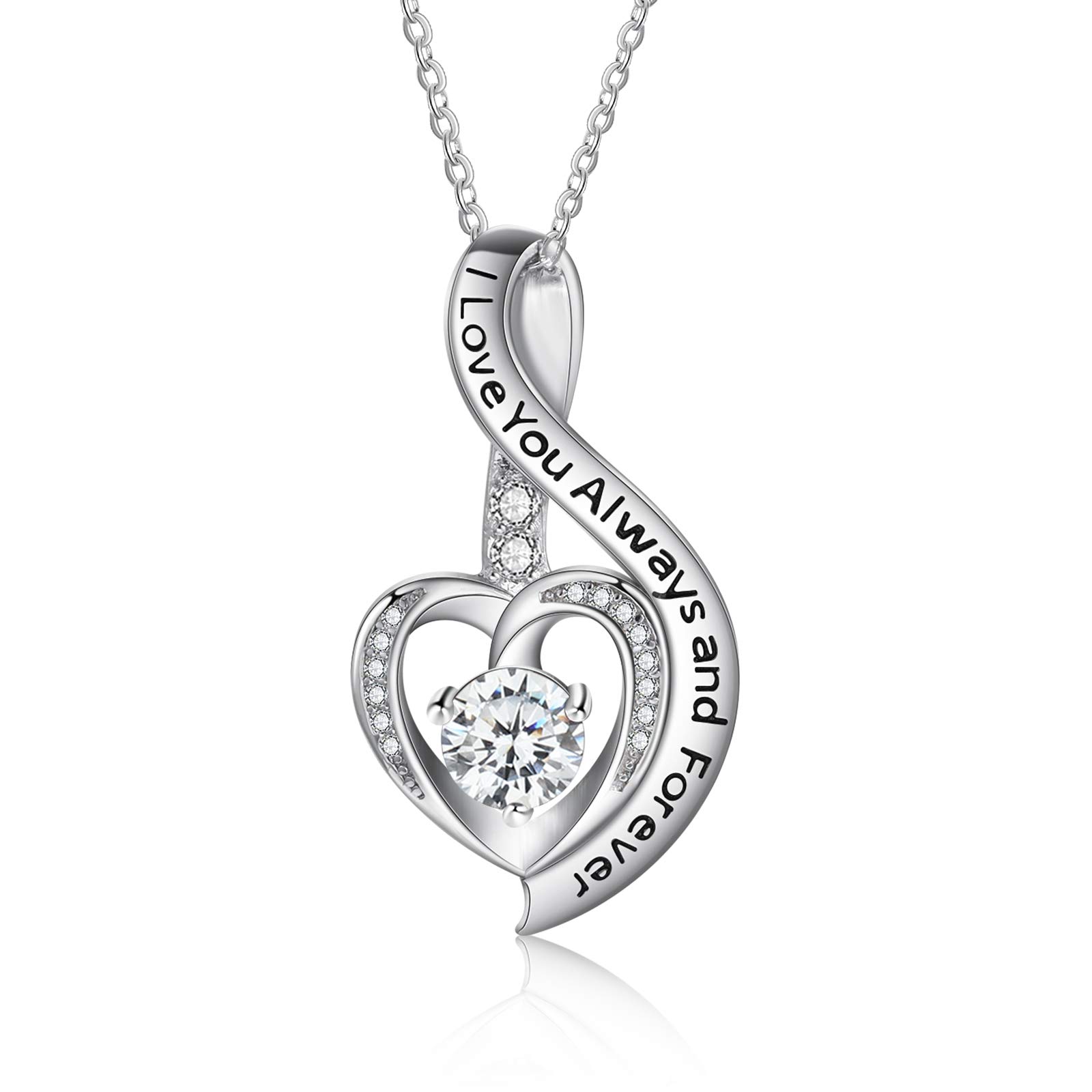 Jessemade Gioielli Collana Cuore Argento 925 Zirconi Mamma