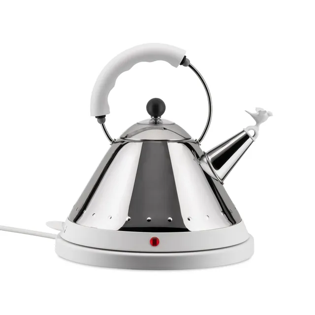 Alessi MG32 W bollitore elettrico bianco uccellino acciaio