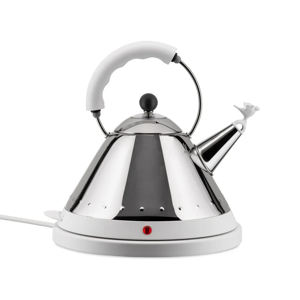 Alessi MG32 W bollitore elettrico bianco uccellino acciaio