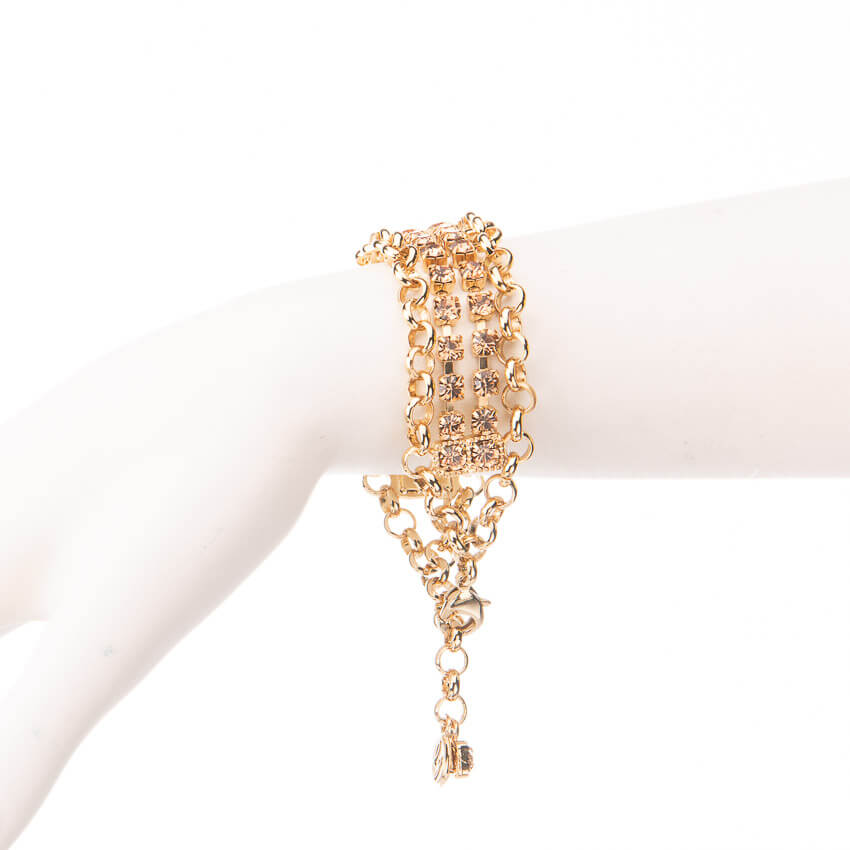 Chic Ad Hoc Bracciale Catena Dorata Cristalli Oro Topazio