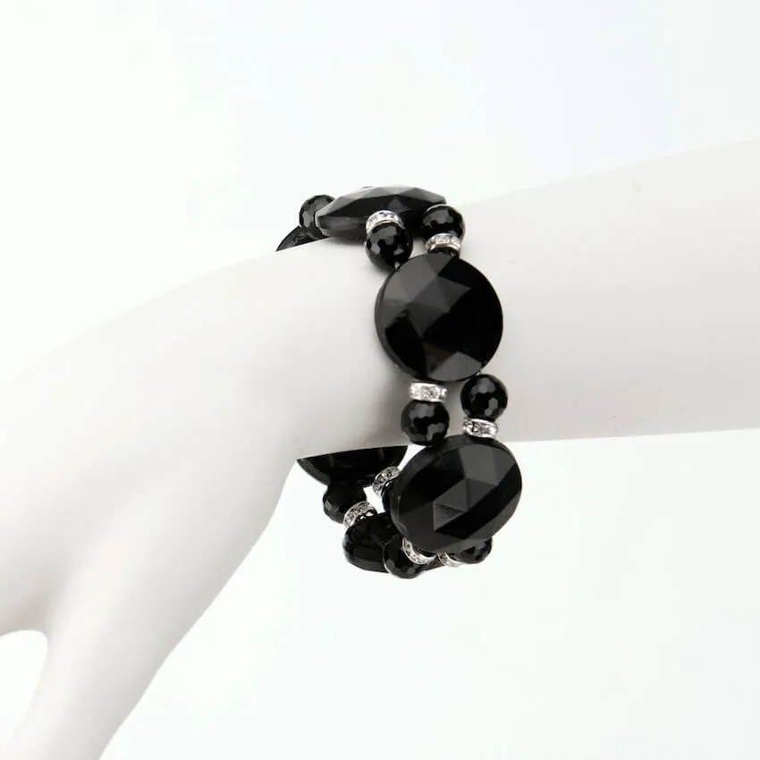 Chic Ad Hoc Bracciali Bracciale Cristallo Nero gioiello sera
