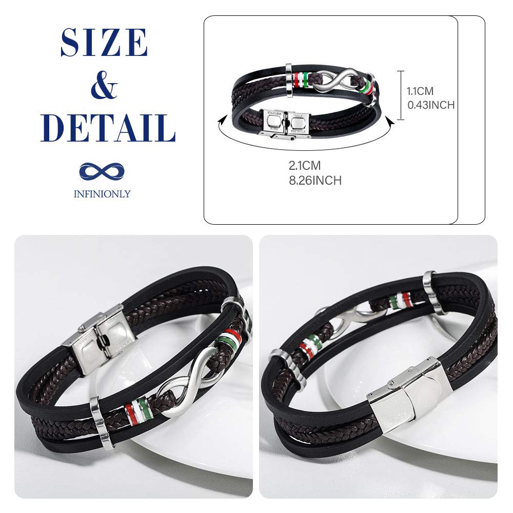 INFINIONLY Fashion Bracelets bracciale uomo pelle infinito