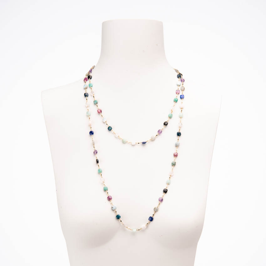 Chic Ad Hoc Collane lunga dorato multicolor collana pietre