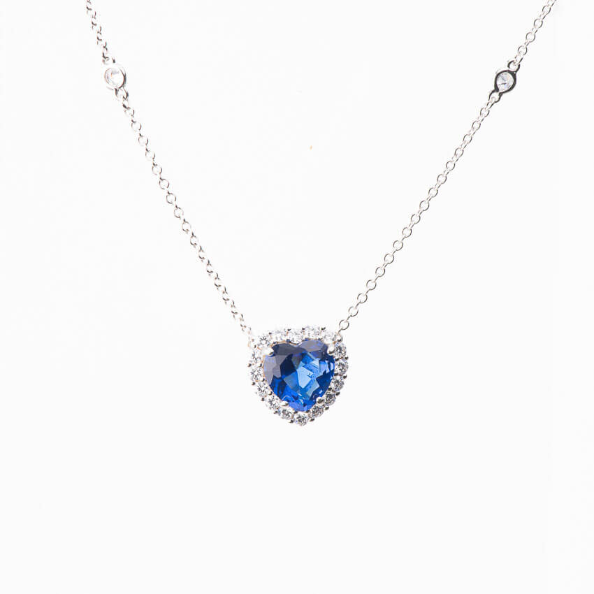 Chic Ad Hoc Collana girocollo argento zirconi cuore blu