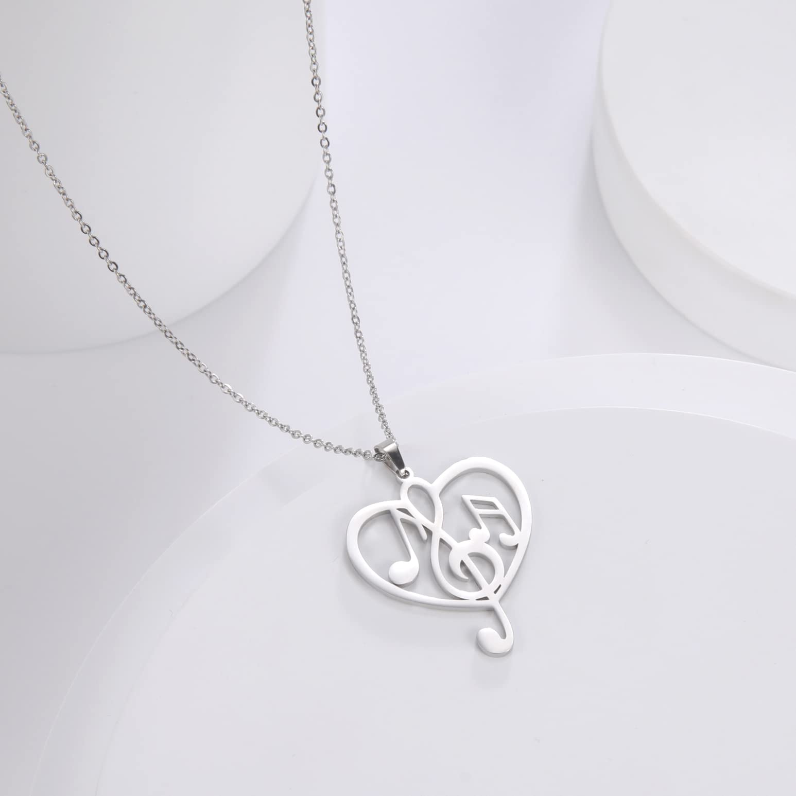 EUEAVAN Necklaces collana nota musicale cuore argento