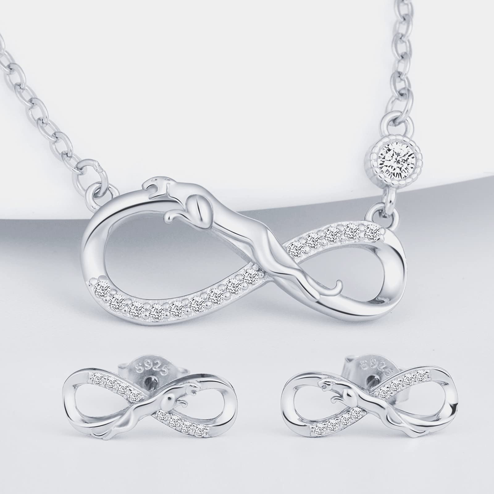 INFINIONLY Fashion Necklaces parure collana orecchini leopardo silver