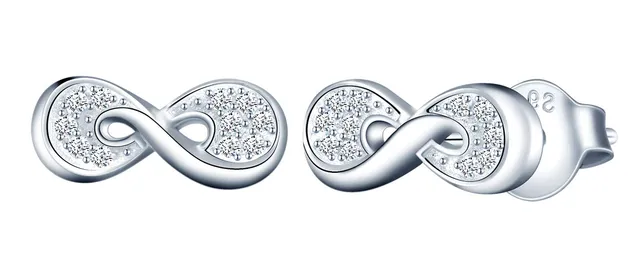 INFINIONLY Fashion Earrings orecchini borchia infinito argento zirconi