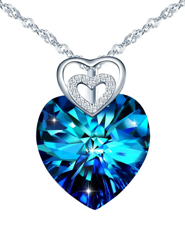 INFINIONLY Fashion Necklaces Collana Cuore Oceano Blu 45cm