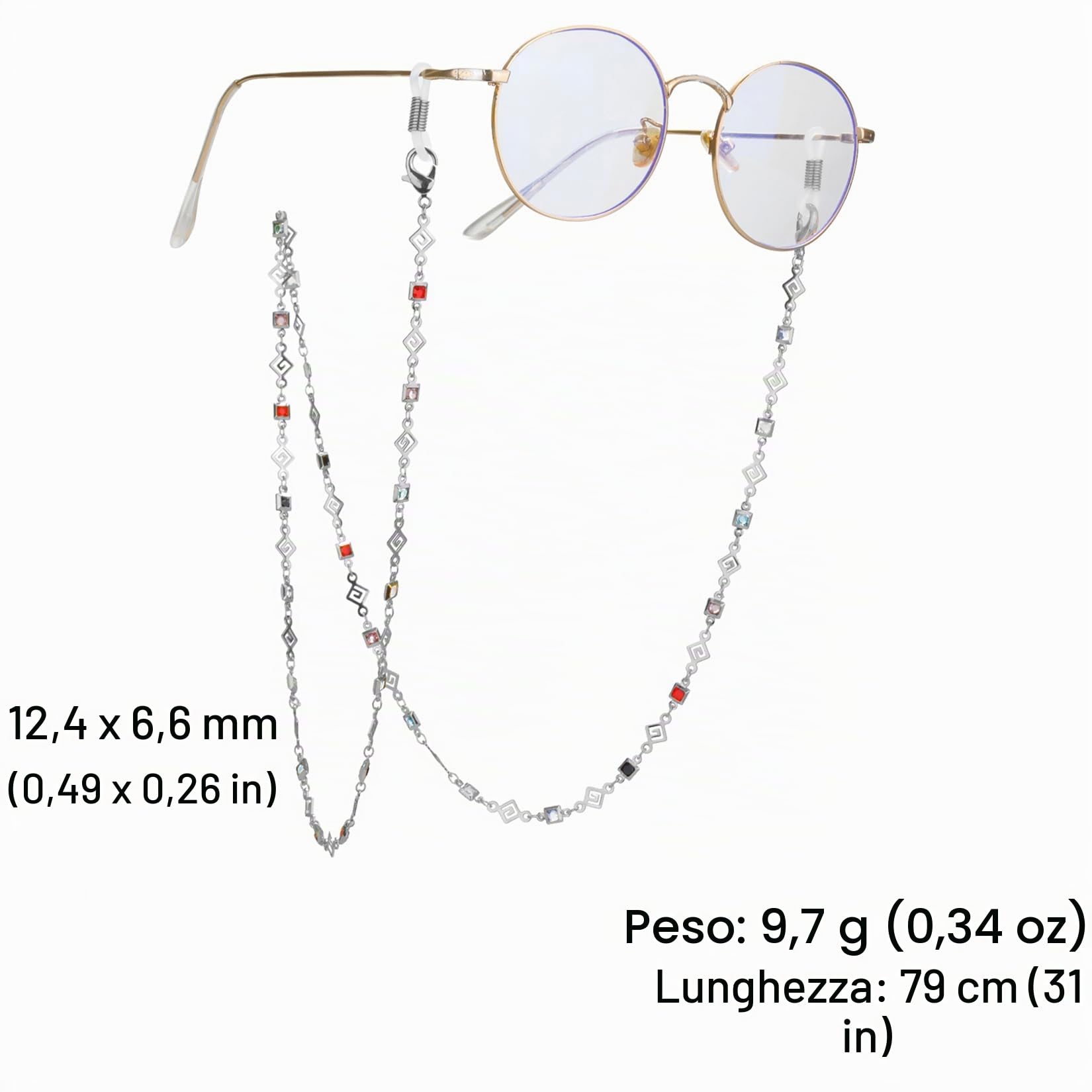 Eueavan Eyeglass cordino occhiali diamanti quadrati