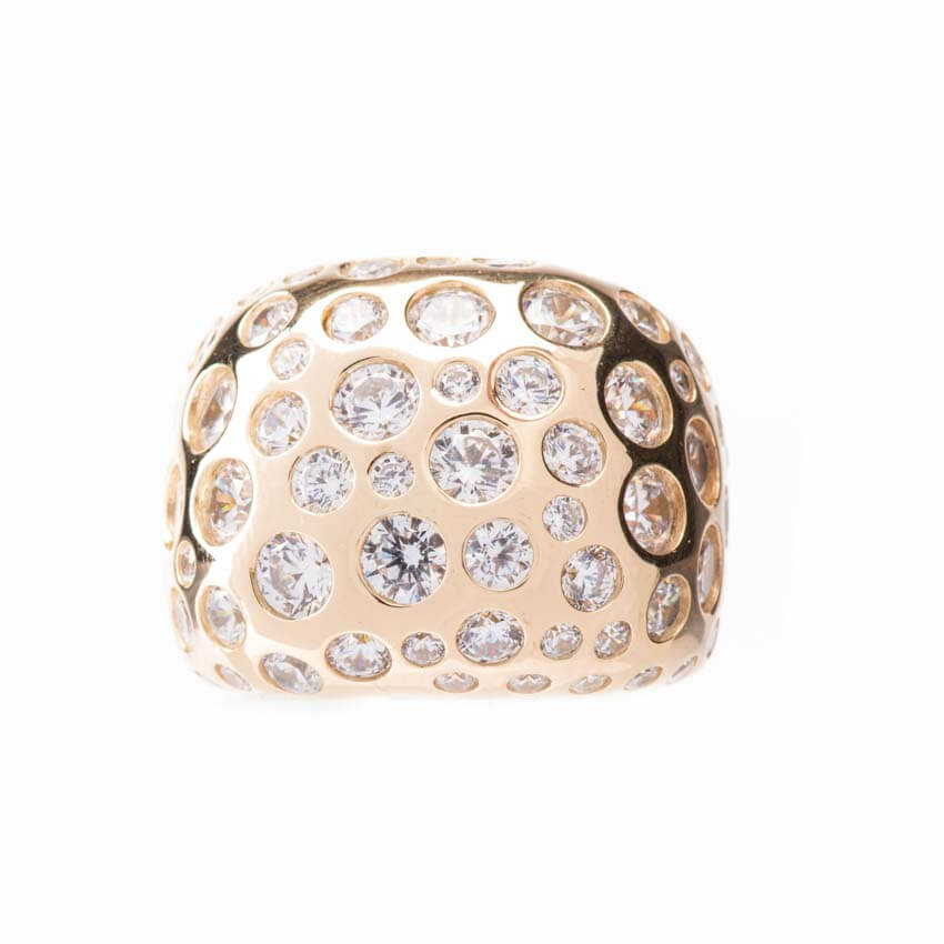 Chic Ad Hoc fascia bombata anello argento zirconi