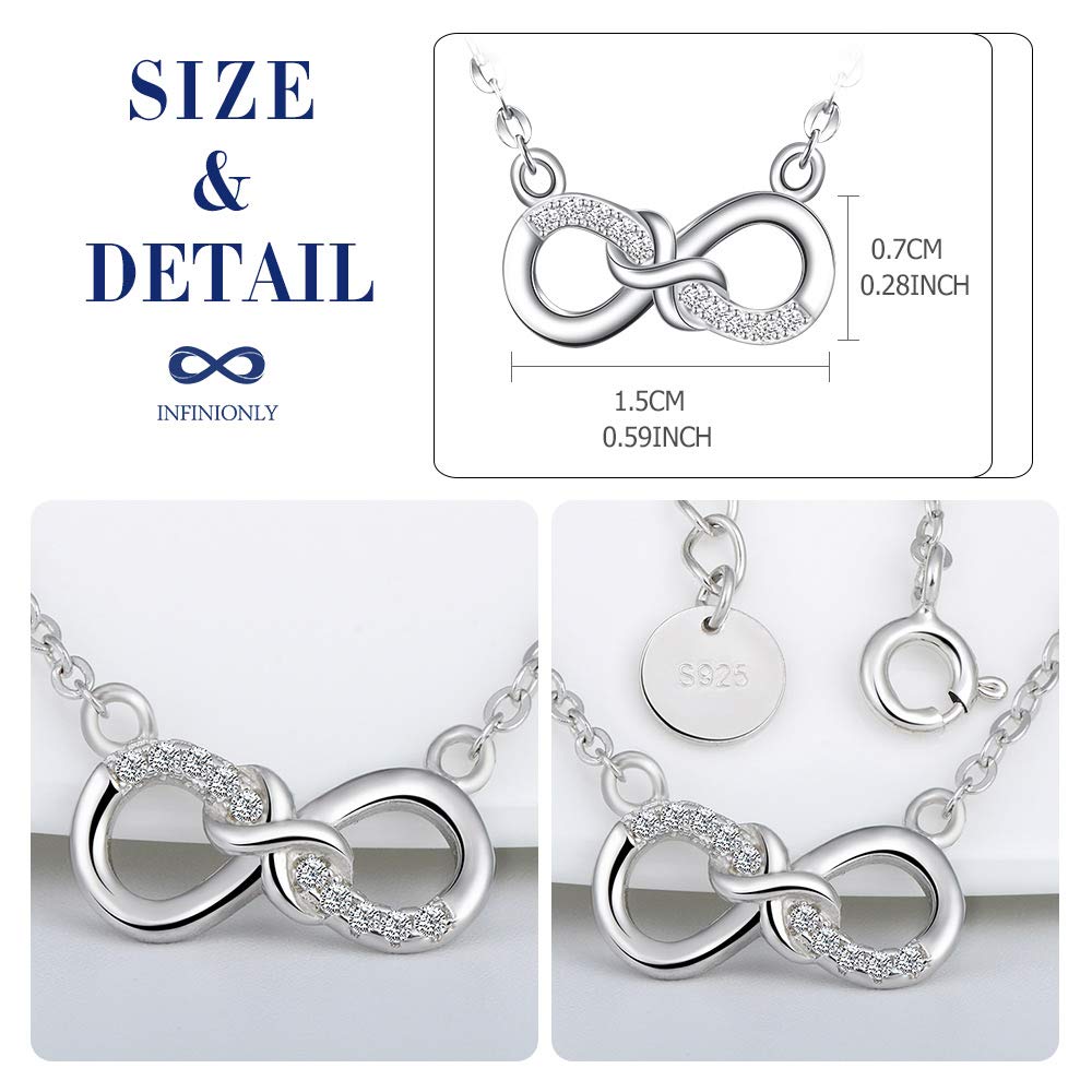 INFINIONLY Fashion Mini Infinito Collana Argento 925 Zircone