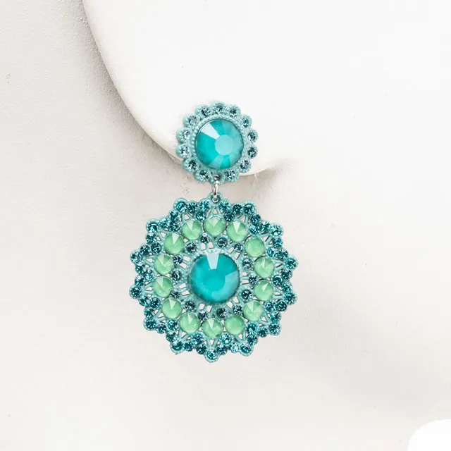 Chic Ad Hoc Orecchini pendenti fiore cristalli verde acqua