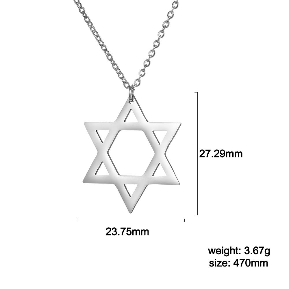 Eueavan Necklaces collana stella David argento acciaio
