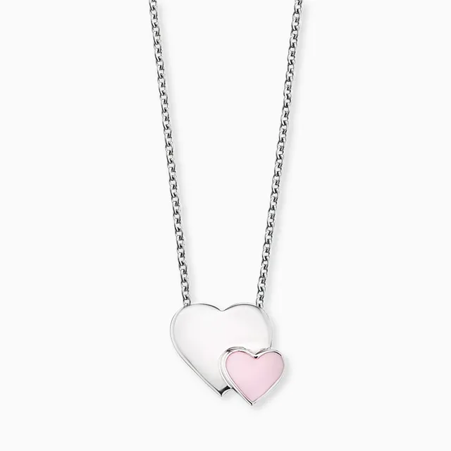 Engelsrufer Kinder Herzen collana acciaio rosa smalto bambina