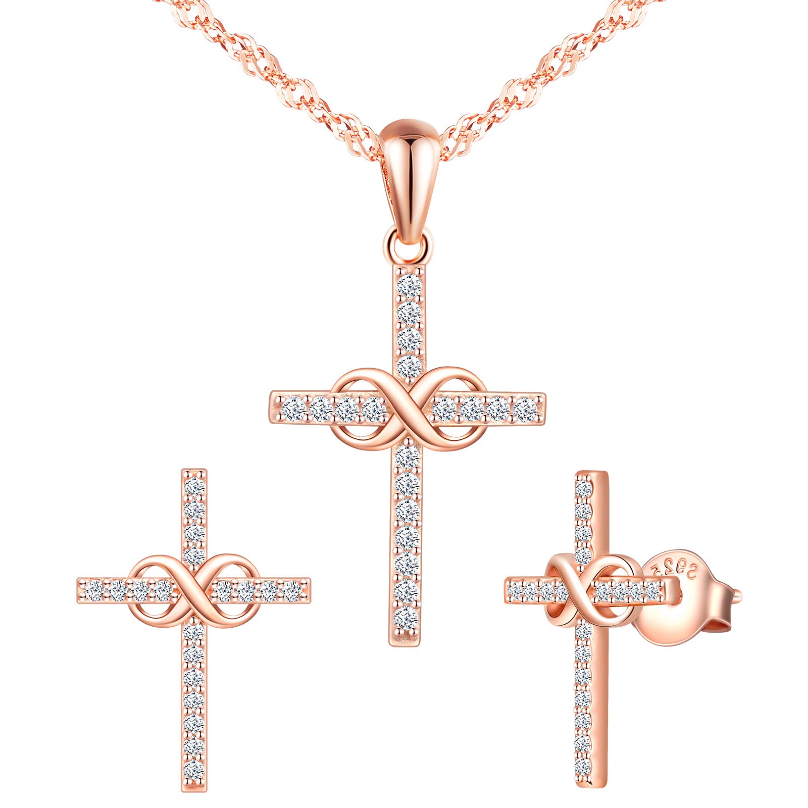 Infinionly Fashion Collana Argento 925 Oro Rosa Infinito