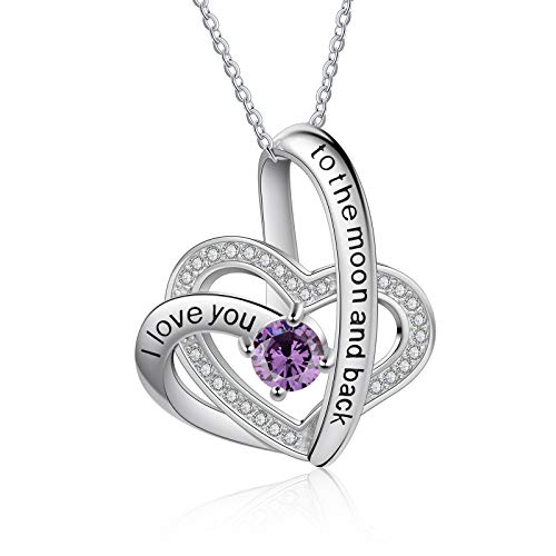 Jessemade Gioielli Collana Cuore Argento 925 Pietra Febbraio