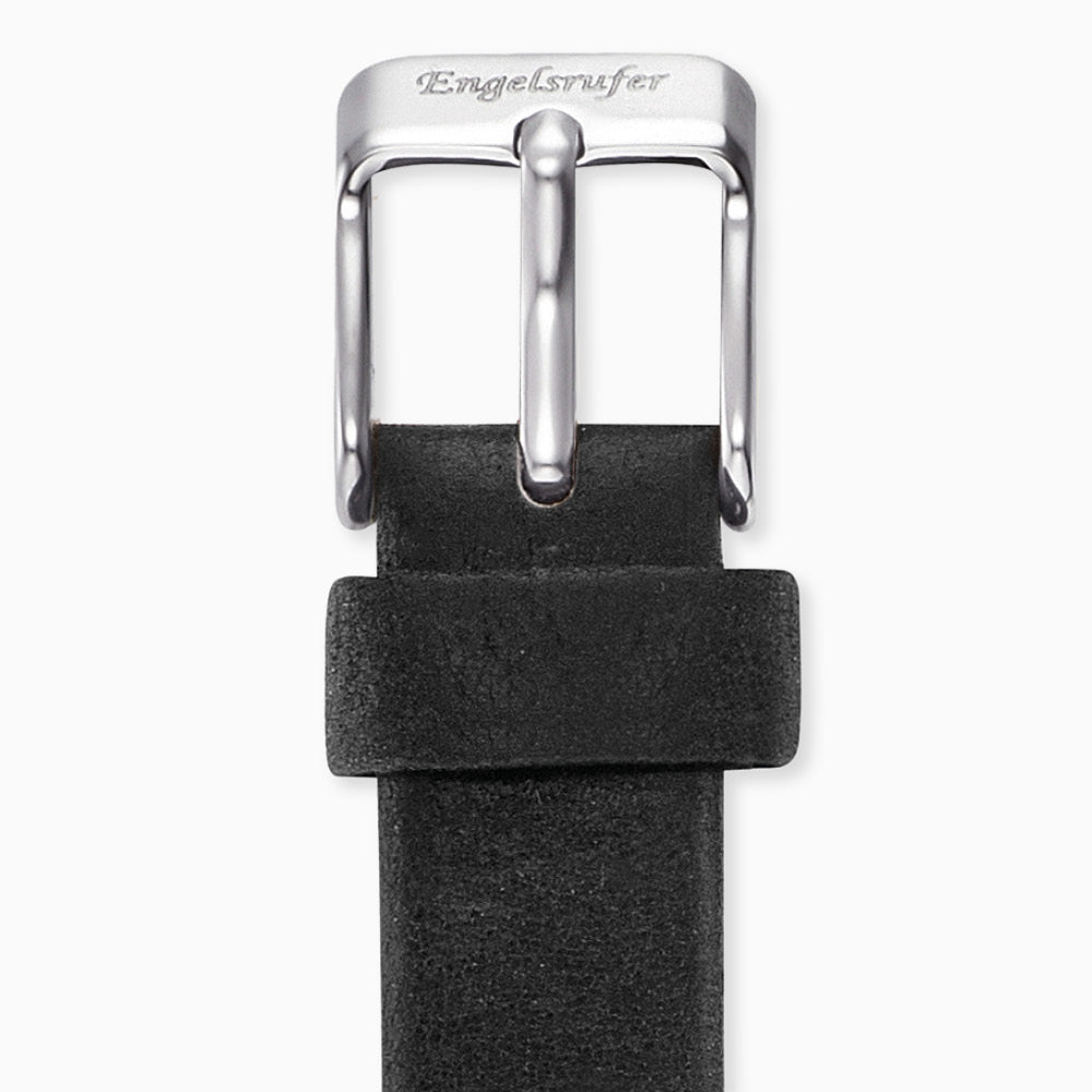 Engelsrufer Uhrenbänder Cinturino Pelle Nero 12 mm Acciaio