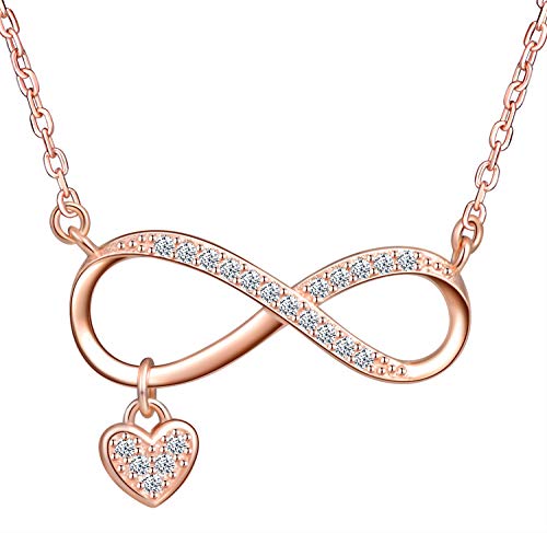 Infinionly Collana Infinito Argento 925 Cuore Oro Rosa