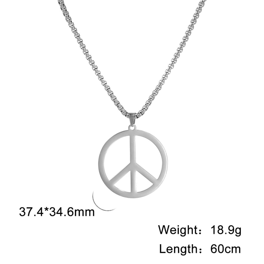 EUEAVAN Necklaces collana segno pace rotonda argento