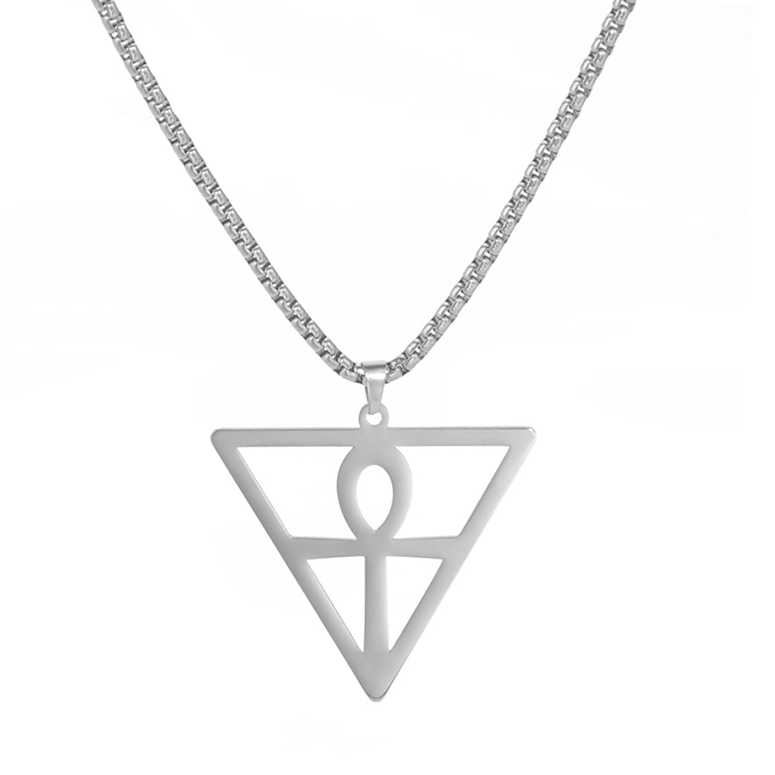 EUEAVAN Necklaces collana Ankh croce argento acciaio