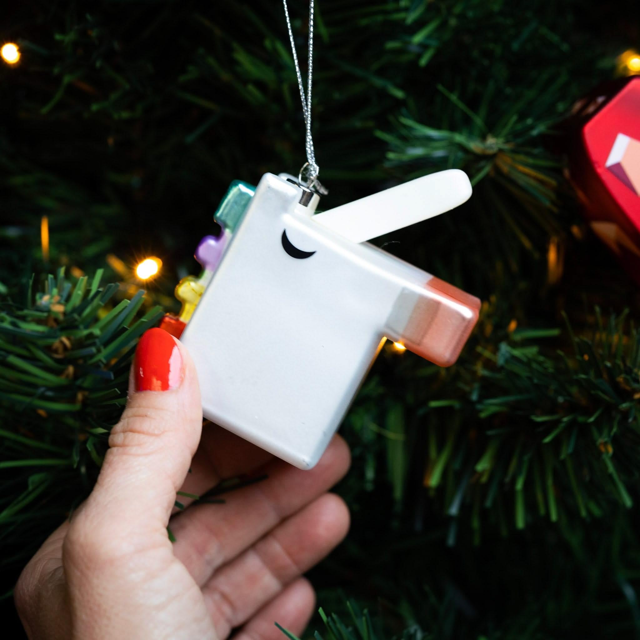 Alessi Cubicorno GJ02 11 Decorazione Natale Unicorno Vetro