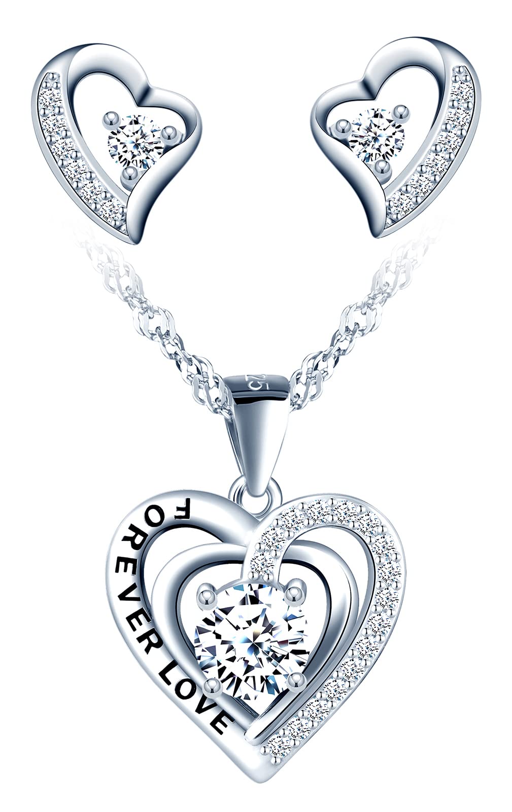 INFINIONLY Fashion Parure Cuore Forever Love 45 cm Bianco