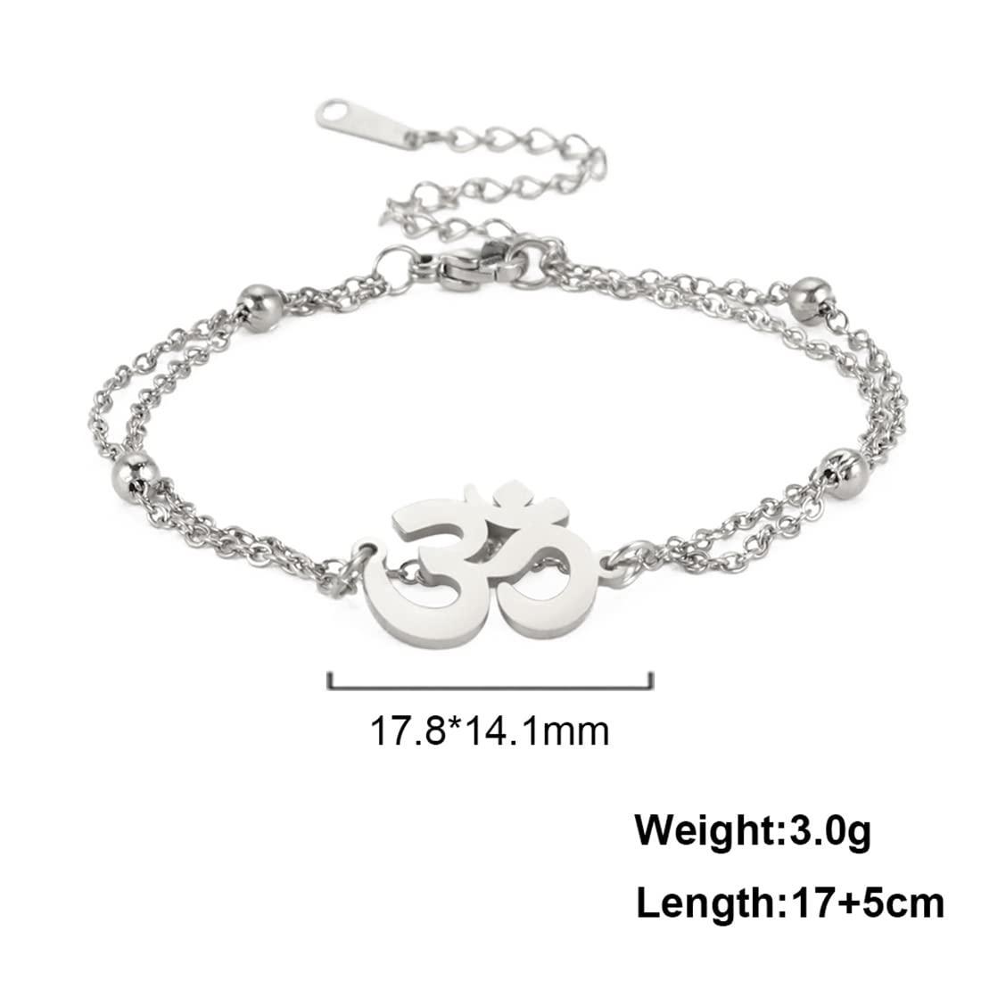 EUEAVAN Bracelets Bracciale Om Argento Yoga Amuleto