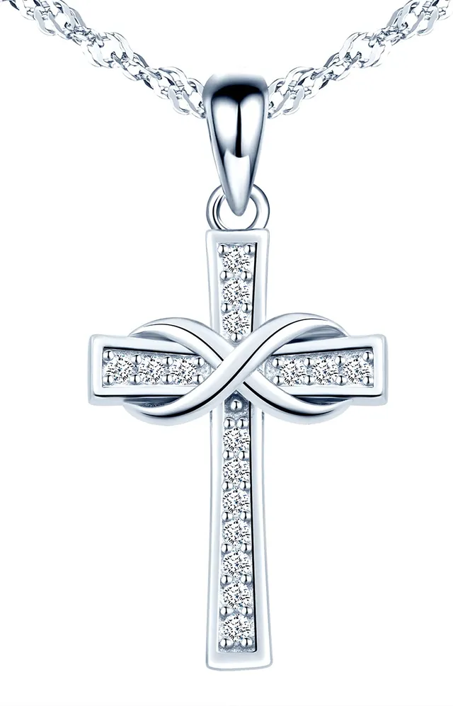 INFINIONLY Fashion Necklaces collana croce infinito argento 925