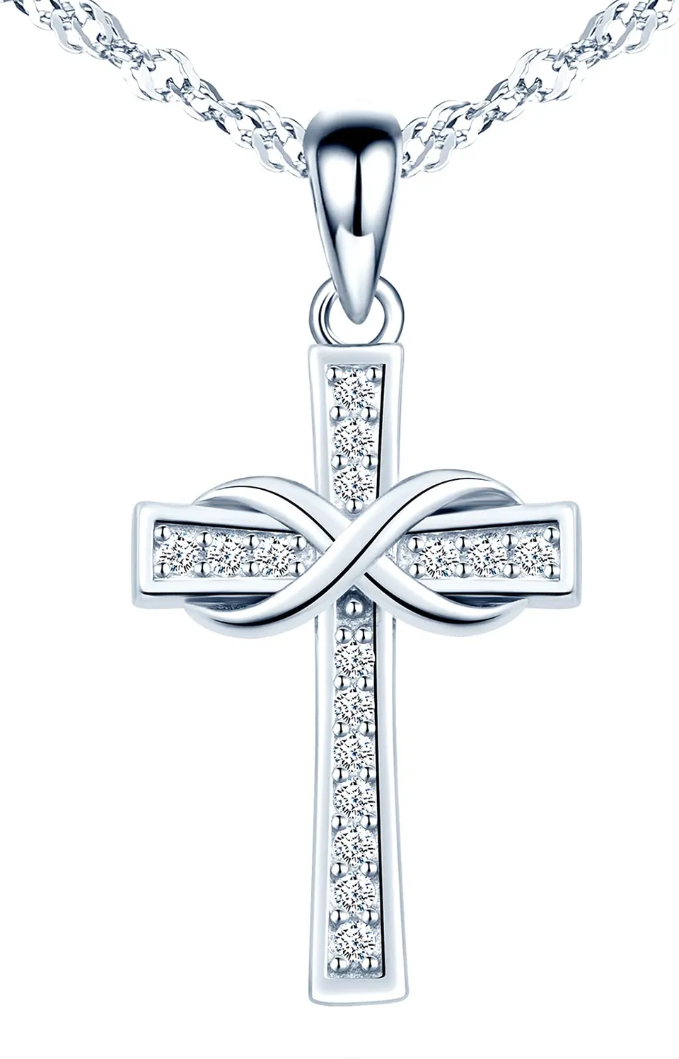 INFINIONLY Fashion Necklaces collana croce infinito argento 925