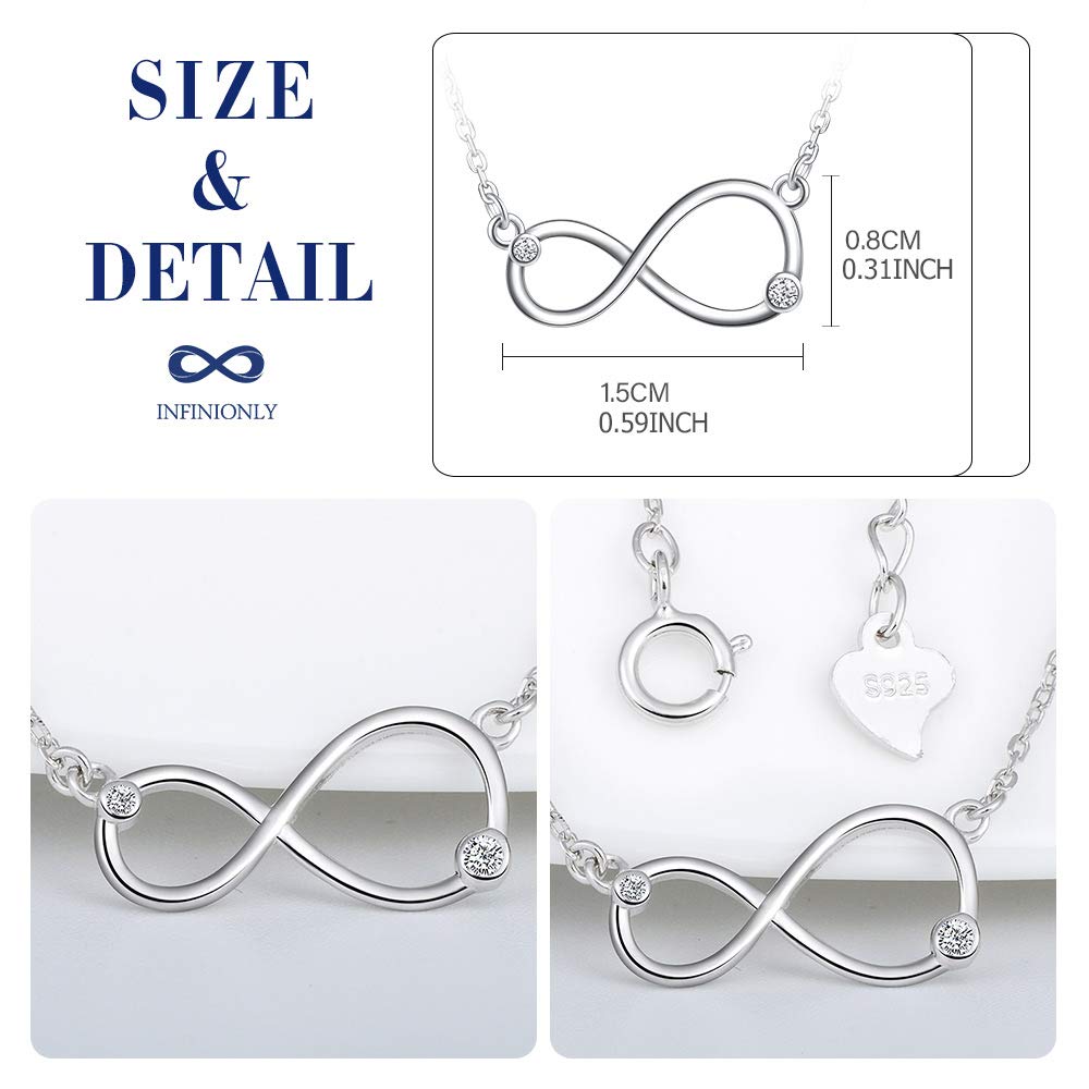 INFINIONLY Collana Infinito Mini Argento 925 con Zirconi Donna