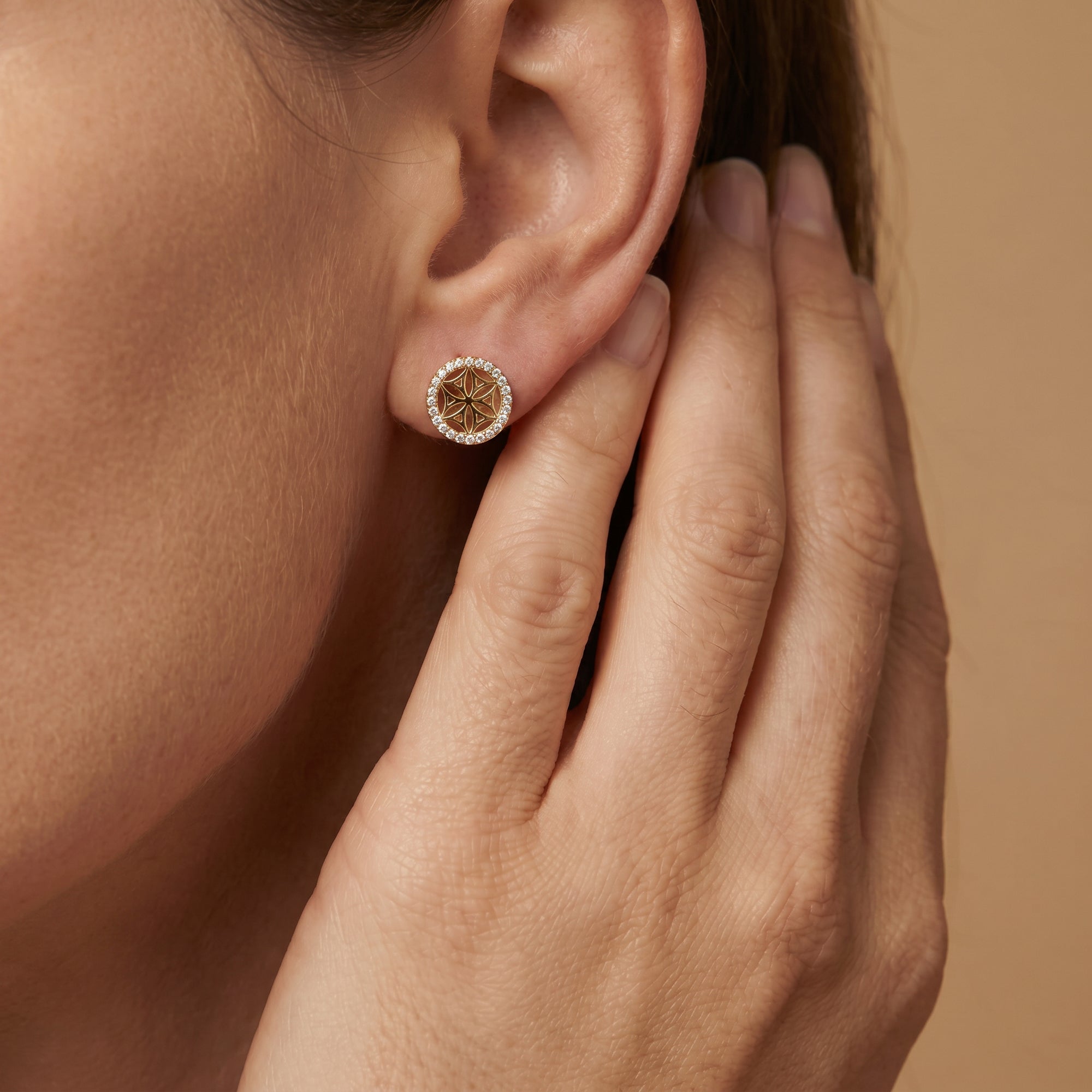 Engelsrufer Ohrringe Lebensblume Orecchini Argento oro zirconia