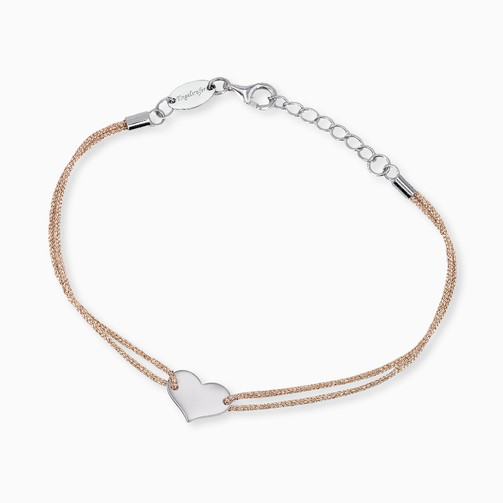 Engelsrufer bracciale nylon rosa argento 925 cuore 17+2cm