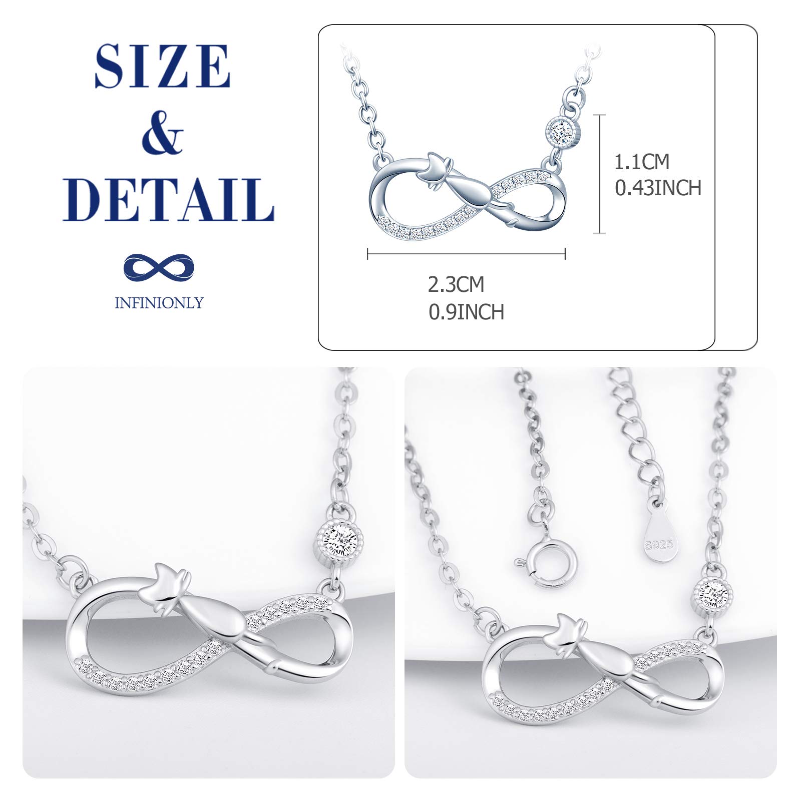 INFINIONLY Collana Infinito Argento 925 Zirconio Donna Silver