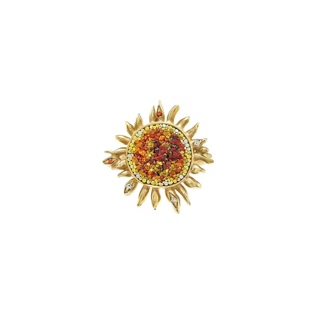 Le Sibille Sole Anello oro diamanti brown zaffiri