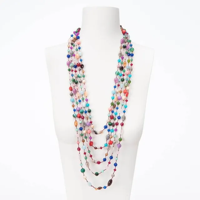Chic Ad Hoc Collana Lunga Multifili Pietre Dure