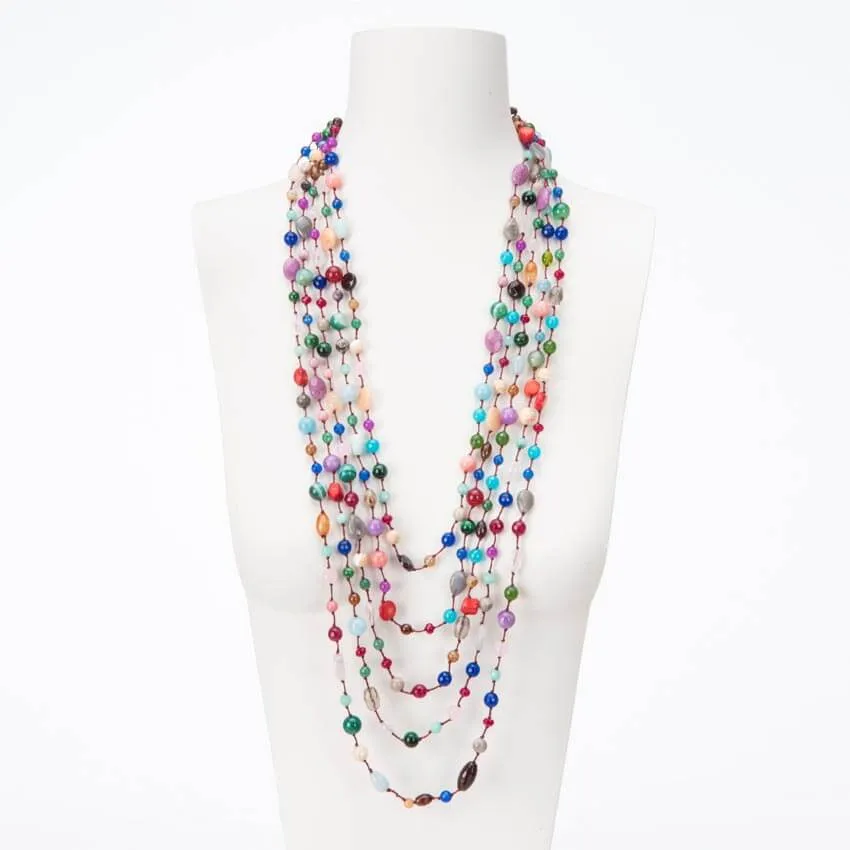 Chic Ad Hoc Collana Lunga Multifili Pietre Dure