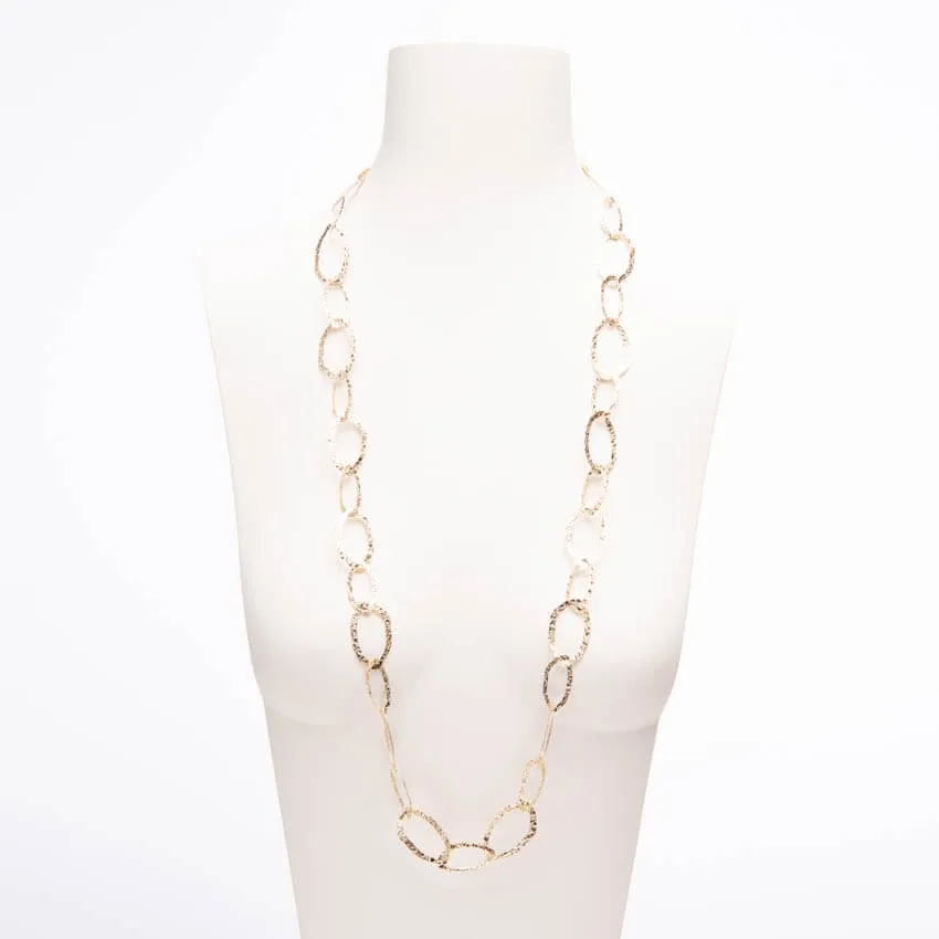 Chic Ad Hoc Collana lunga catena oro anelli battuta