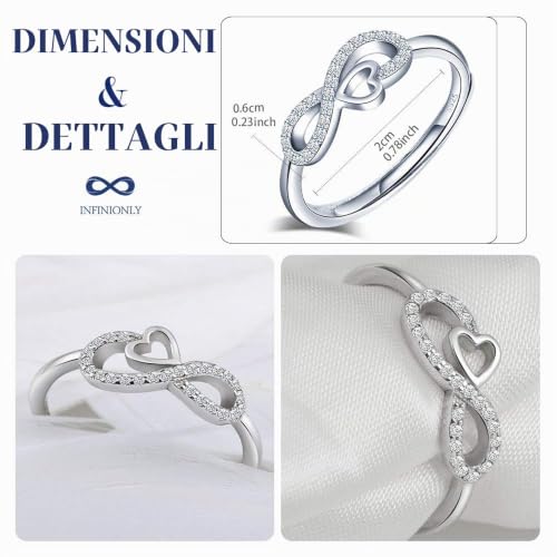 Infinionly Anello Argento 925 Infinito Zircone Aperto