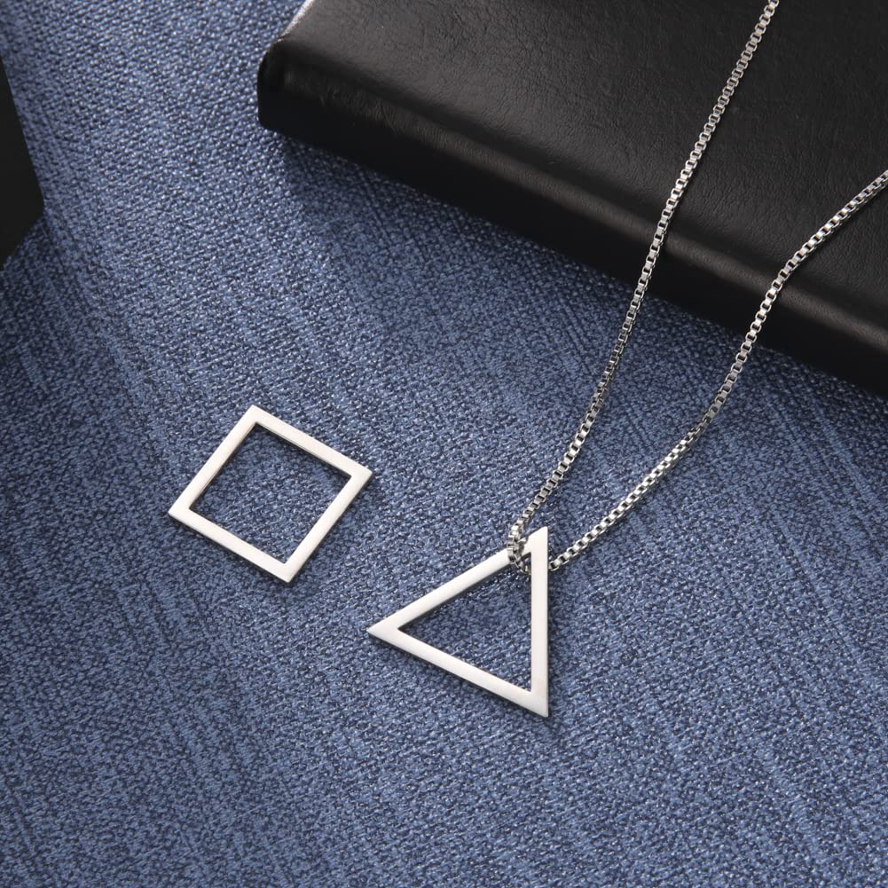 EUEAVAN Necklaces collana acciaio triangolo minimal uomo