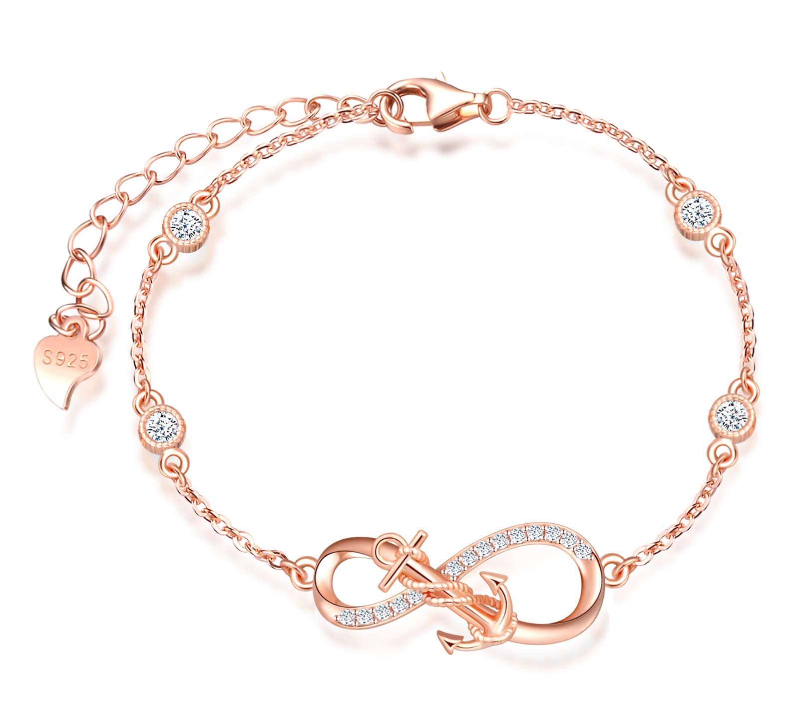 Infinionly Fashion collana oro rosa ancora infinito 925