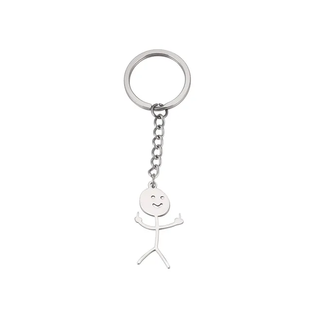 Eueavan Keyrings portachiavi dito medio argento smile